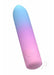 The Play With Me Berry Burst Soft Flexible Bullet Vibrator is a small, cylindrical bullet with smooth, body-safe silicone and a blue-to-pink gradient, featuring a power button symbol near the base for external stimulation.