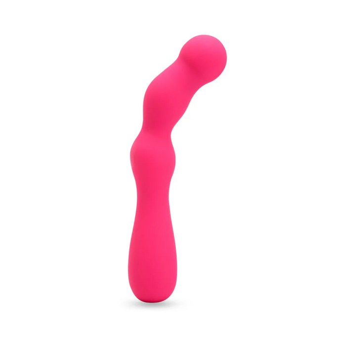 The Nu Sensuelle Nubii Siren Flexible Vibrator, a bright pink silicone G-spot toy with three bulbous curves and turbo boost mode, stands upright against a white background.