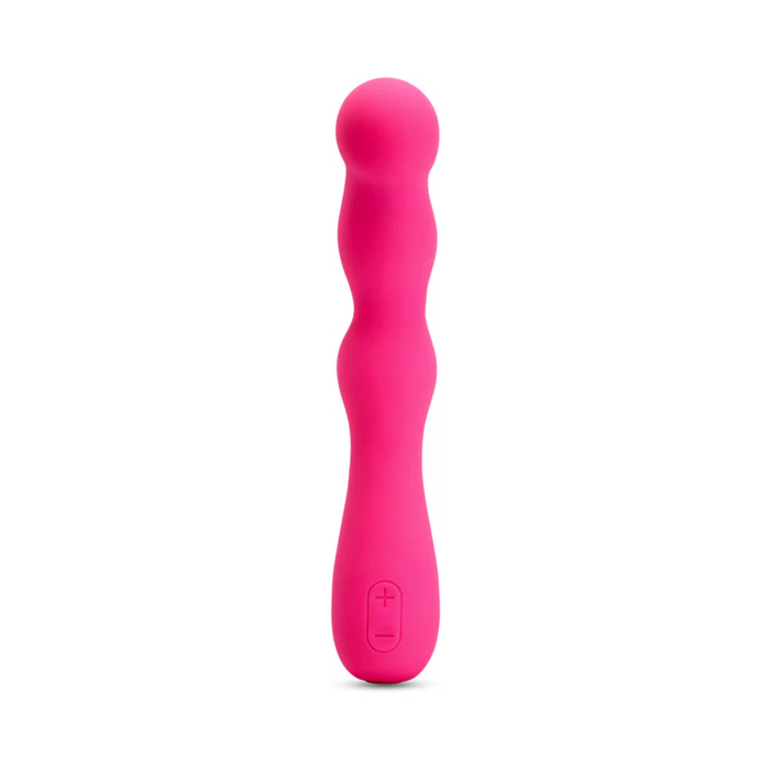 The Nu Sensuelle Nubii Siren Flexible Vibrator is a bright pink silicone G-spot vibe with a wavy textured shaft, rounded tip, flexible design, and an easy-grip handle with control buttons, shown on a white background.