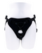 An adjustable Sportsheets Dual Desires Double Penetration Strap On Harness equipped with interchangeable O Rings, displayed on a white mannequin torso.