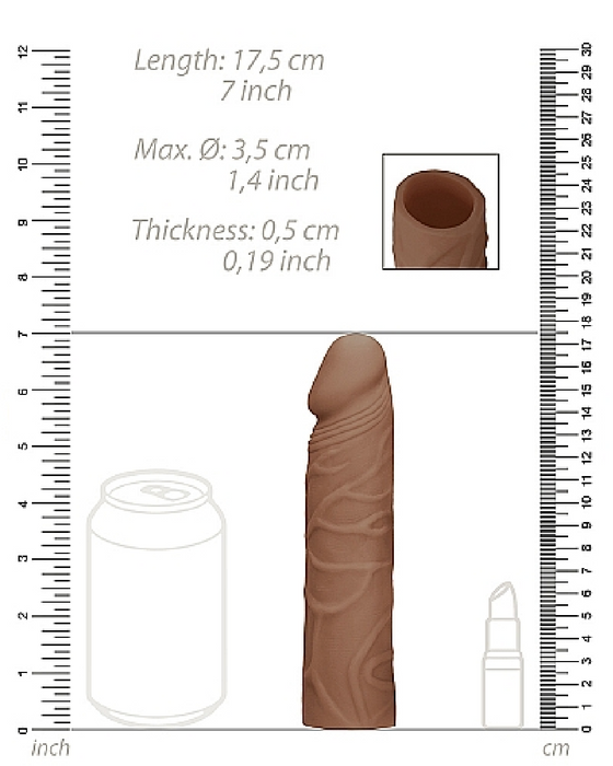 Realrock 7 Inch Penis Extender Sleeve - Caramel