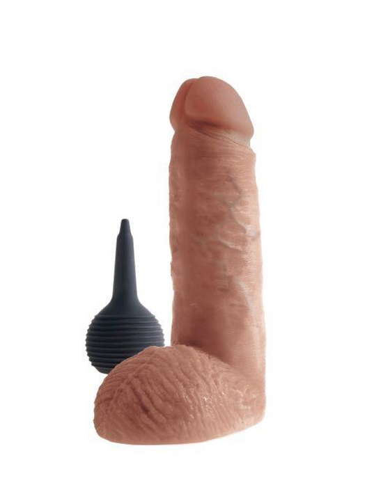 King Cock Squirting 8 Inch Dildo with Balls - Caramel