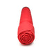 The Pleasure Rose Silicone Wand Vibrator with Rose Attachment is a red, waterproof massager featuring petal details and a textured shaft, photographed on a white background.