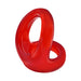A glossy, abstract red sculpture with smooth, curved, interconnected loops—reminiscent of the Family Jewels Penis Ring Variety Pack—is set against a plain white background.