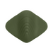 The Gender X Pleasure Pad Rechargeable Grinding Pad & Stroker is a flat, olive green silicone pad with gentle ridges, a diamond-patterned center, and "GENDERX" embossed near the edge; it's waterproof for versatile pleasure.