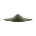The Gender X Pleasure Pad Rechargeable Grinding Pad & Stroker is a green, smooth, curved device shaped like a stealth aircraft or manta ray, shown front-on against a white background with a “DC” button below the center ridge.