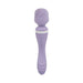 The Wand & Done Double Ended Ergonomic Silicone Wand Vibrator is a purple, body-safe silicone wand with a rounded, textured head and dual control buttons on the handle, shown against a white background.