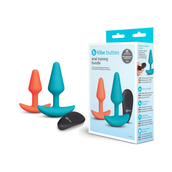 b-Vibe Butties Anal Training Bundle Remote Control Silicone Plug Set