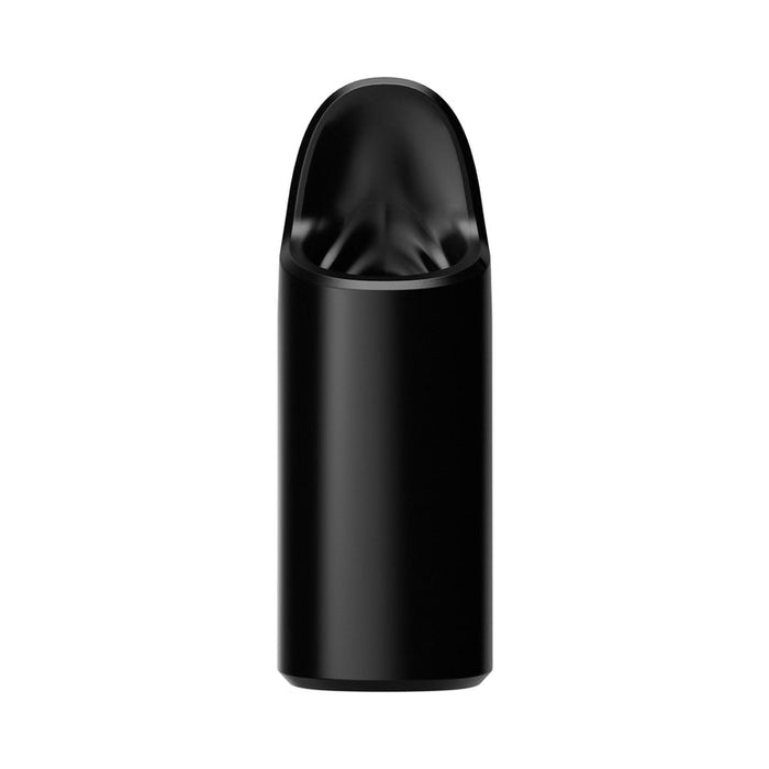 The Arcwave Ion 2 Penis Masturbator with Pleasure Air Suction is a sleek, black silicone stroker featuring a cylindrical shape and curved opening, shown on a white background.