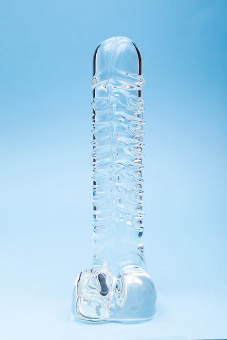 Seraphic Opus Textured Glass Dildo with Balls