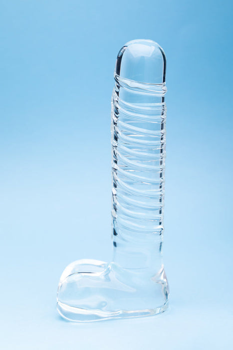 Seraphic Opus Textured Glass Dildo with Balls