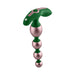 The Bougie Vibrating Aluminum Anal Beads feature a green and rose gold design with anodized aluminum beads, an ergonomic handle, and four round, graduated beads along the shaft.