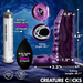 A detailed diagram displays the Siphon Tentacle Squirting Purple Penis Enhancer kit, featuring a purple tentacle sleeve with measurements, a 100mL syringe, a 30mL black bulb, and 40.1-inch tubing. Product features are highlighted.