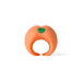 The Emojibator Peach Vibrating Penis Stroker is an orange silicone masturbator with two curved arms and a green button on top, peach-shaped and shown against a plain white background.