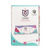 A box of "UVA Warming Pad – Reusable Hot & Cold Therapy Pad for Natural Pain Relief" with colorful floral and bird designs on the packaging, highlighting heat therapy for muscle soreness and containing chamomile seeds.