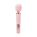 The Intense Waterproof Rechargeable Wand Vibrator with App Control, a pink handheld massager featuring an ultra-soft silicone head and three handle buttons, delivers powerful stimulation; shown against a white background.