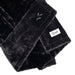 A close-up of the Splash Blanket Furlush Luxurious Faux Fur Waterproof Blanket in black velvet shows an embroidered leaf design and a white rectangular "Splash" tag on the corner.