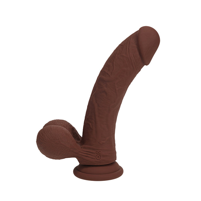 RealRock 6 Inch Dual-Density Vibrating Silicone Dildo with Weighted Balls - Chocolate
