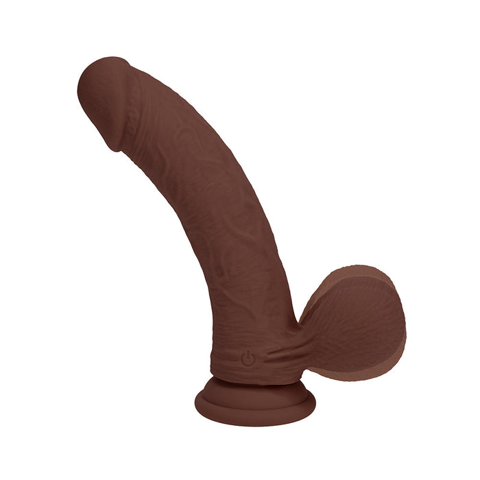 RealRock 6 Inch Dual-Density Vibrating Silicone Dildo with Weighted Balls - Chocolate