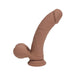 RealRock 6 Inch Dual-Density Vibrating Silicone Dildo with Weighted Balls - Caramel