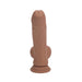 RealRock 6 Inch Dual-Density Vibrating Silicone Dildo with Weighted Balls - Caramel