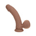 RealRock 6 Inch Dual-Density Vibrating Silicone Dildo with Weighted Balls - Caramel