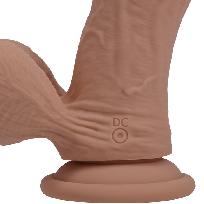 RealRock 6 Inch Dual-Density Vibrating Silicone Dildo with Weighted Balls - Caramel