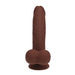 RealRock 7 Inch Dual-Density Vibrating Silicone Dildo with Weighted Balls - Chocolate