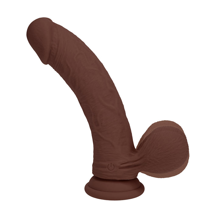 RealRock 7 Inch Dual-Density Vibrating Silicone Dildo with Weighted Balls - Chocolate