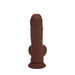 RealRock 7 Inch Dual-Density Vibrating Silicone Dildo with Weighted Balls - Chocolate