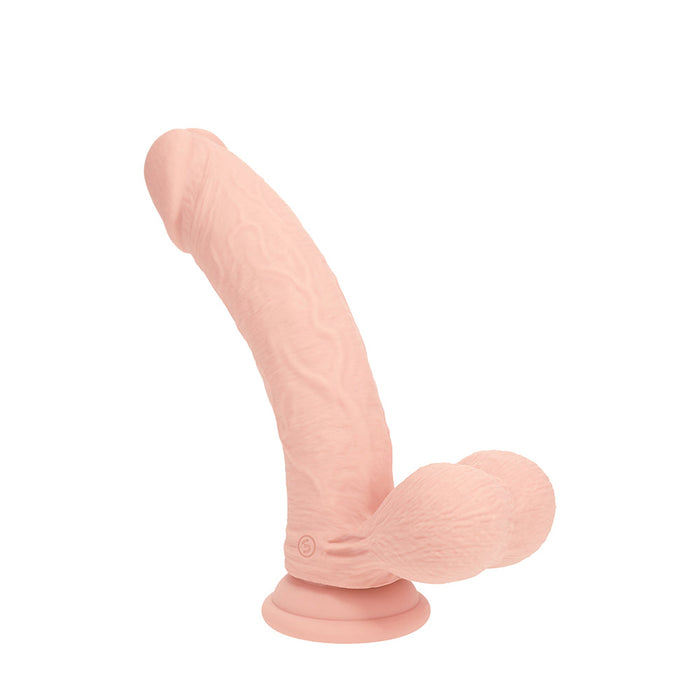 RealRock 7 Inch Dual-Density Vibrating Silicone Dildo with Weighted Balls - Vanilla