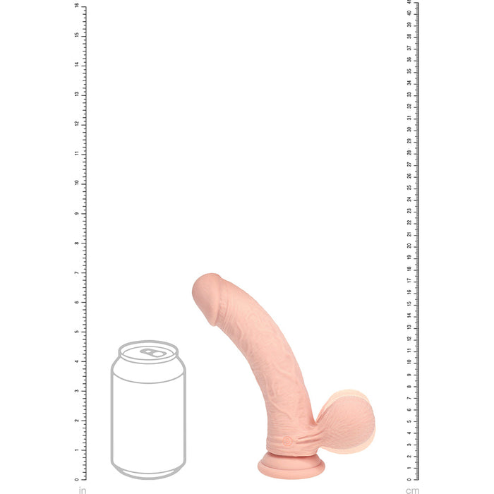 RealRock 7 Inch Dual-Density Vibrating Silicone Dildo with Weighted Balls - Vanilla