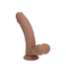 RealRock 7 Inch Dual-Density Vibrating Silicone Dildo with Weighted Balls - Caramel