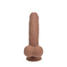 RealRock 7 Inch Dual-Density Vibrating Silicone Dildo with Weighted Balls - Caramel