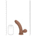 RealRock 7 Inch Dual-Density Vibrating Silicone Dildo with Weighted Balls - Caramel