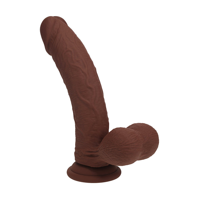 RealRock 8 Inch Dual-Density Vibrating Silicone Dildo with Weighted Balls - Chocolate