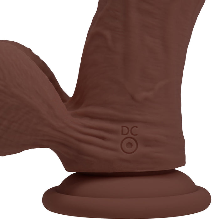 RealRock 8 Inch Dual-Density Vibrating Silicone Dildo with Weighted Balls - Chocolate