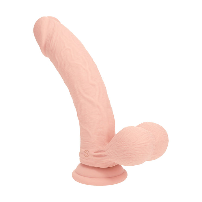 RealRock 8 Inch Dual-Density Vibrating Silicone Dildo with Weighted Balls - Vanilla