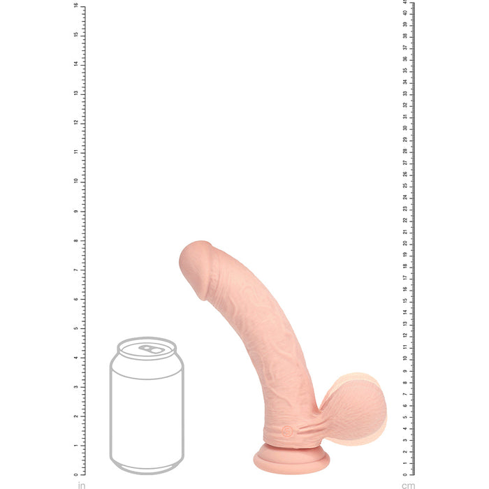 RealRock 8 Inch Dual-Density Vibrating Silicone Dildo with Weighted Balls - Vanilla