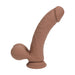 RealRock 8 Inch Dual-Density Vibrating Silicone Dildo with Weighted Balls - Caramel