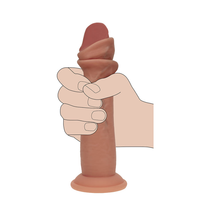Realrock Sliding Skin Dual Density Silicone Dildo 7 Inches – Caramel