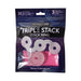 A retail package labeled "Perfect Fit Triple Donut Ring and Penetration Bumper" contains three semi-fat, ultra-soft Silaskin rings in white. The purple box displays branding and a clear window showing the penetration bumper cock rings inside.