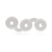 The Perfect Fit Triple Donut Ring and Penetration Bumper is a white, flexible Silaskin toy with three connected discs in a wave pattern, each with a center hole—ideal as a cock ring or for use as a penetration bumper.