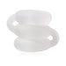 The Perfect Fit Triple Donut Ring and Penetration Bumper features a white, translucent spiral shape with three rounded flanges for a snug, secure fit reminiscent of a cock ring.
