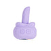 Compact lavender silicone tongue stimulator with a rotating tip and two control buttons on a rounded, ergonomic base.