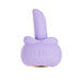 Compact lavender silicone rotating tongue stimulator with a cute, ergonomic cat-ear design and USB charging base.
