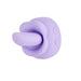 Compact lavender silicone tongue stimulator with lip-shaped design, rotating tip, and side control buttons.