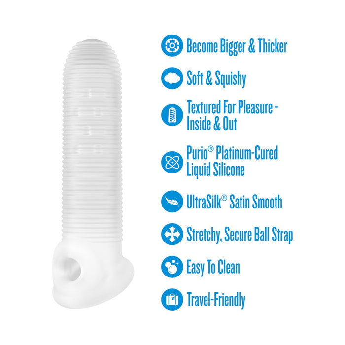 Covert Clear Textured Silicone Medium Penis Sleeve with Ball Strap