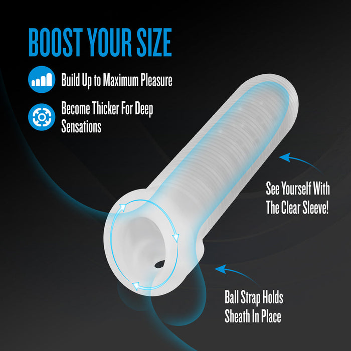 Covert Clear Textured Silicone Medium Penis Sleeve with Ball Strap