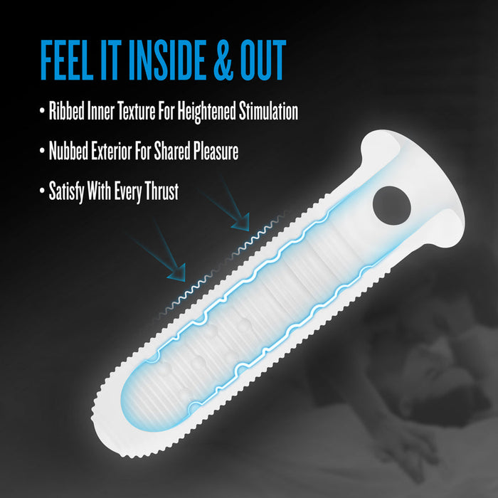 Mercenary Clear Textured Silicone Small Penis Sleeve with Ball Strap
